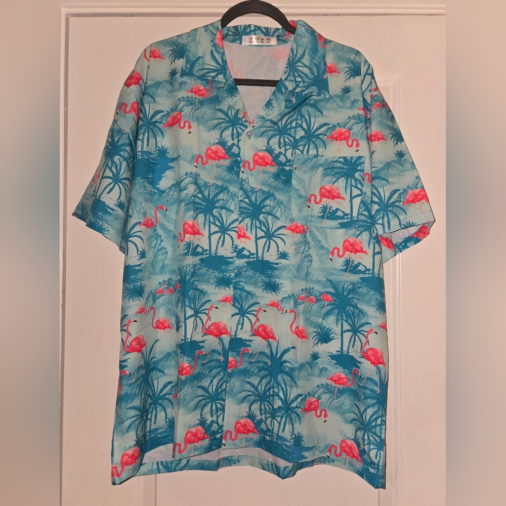Hawaiian Men's Aptro Flamingo Print Shirt Size XL